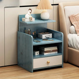 Wooden Walnut 2-Shelf Nightstand with Drawer Storage Image - 8