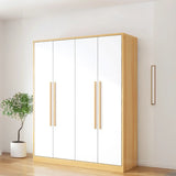 Wooden White Large Storage Armoire with Clothing Rod Image - 1