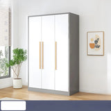 Wooden White Large Storage Armoire with Clothing Rod Image - 16