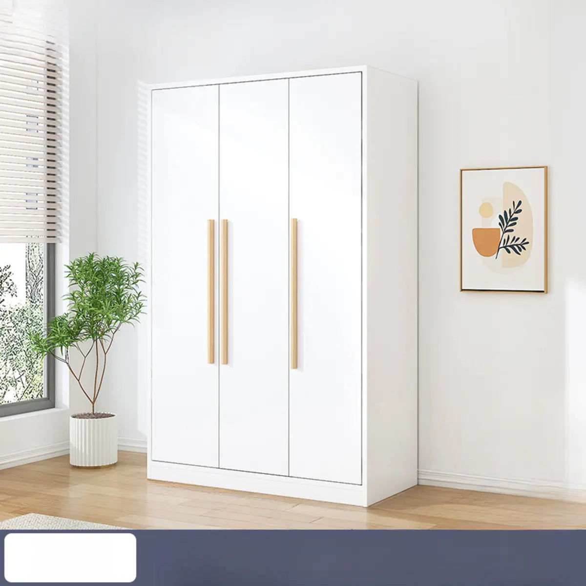 Wooden White Large Storage Armoire with Clothing Rod Image - 18