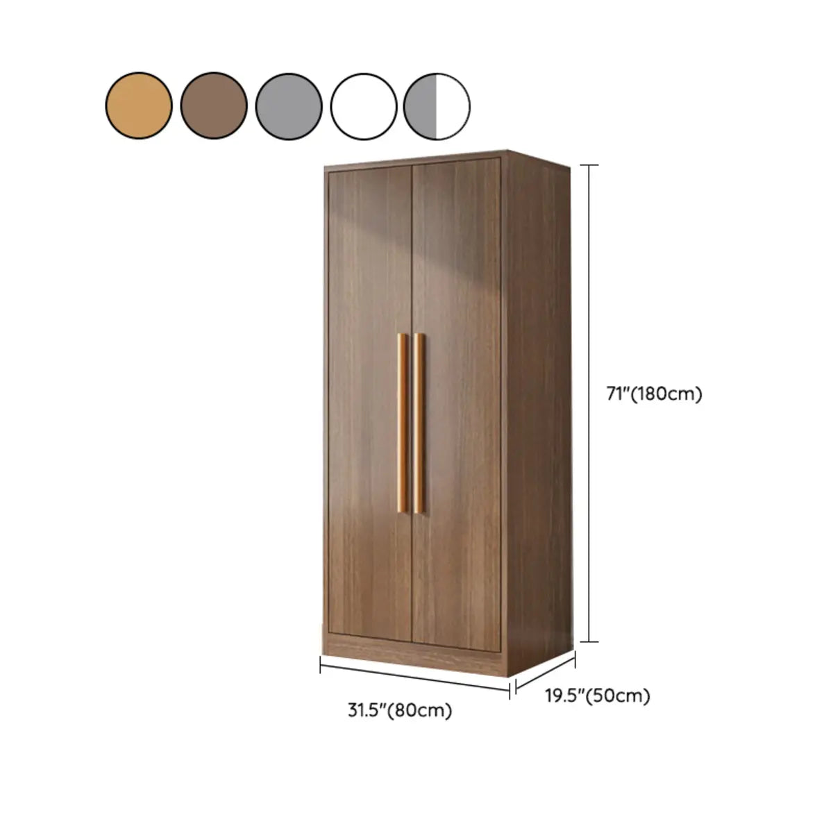 Wooden White Large Storage Armoire with Clothing Rod 