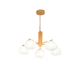 Wooden White Modern Chandeliers Round Cloud Dining Room Image - 5