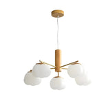 Wooden White Modern Chandeliers Round Cloud Dining Room Image - 6