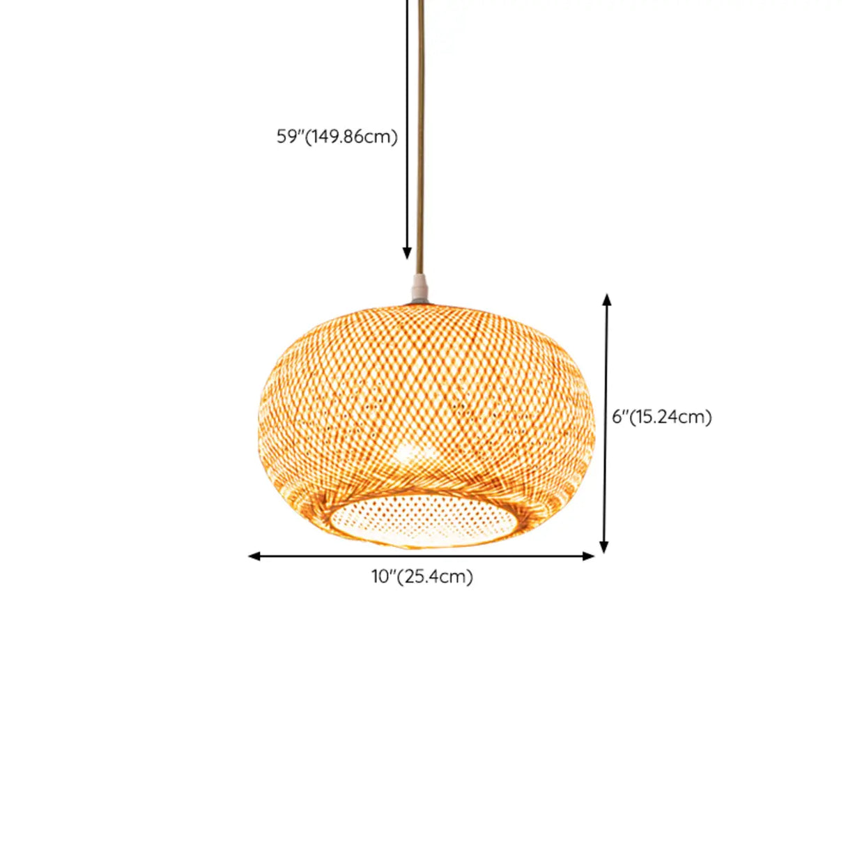 Woven Bamboo Pendant Light Adjustable Height 