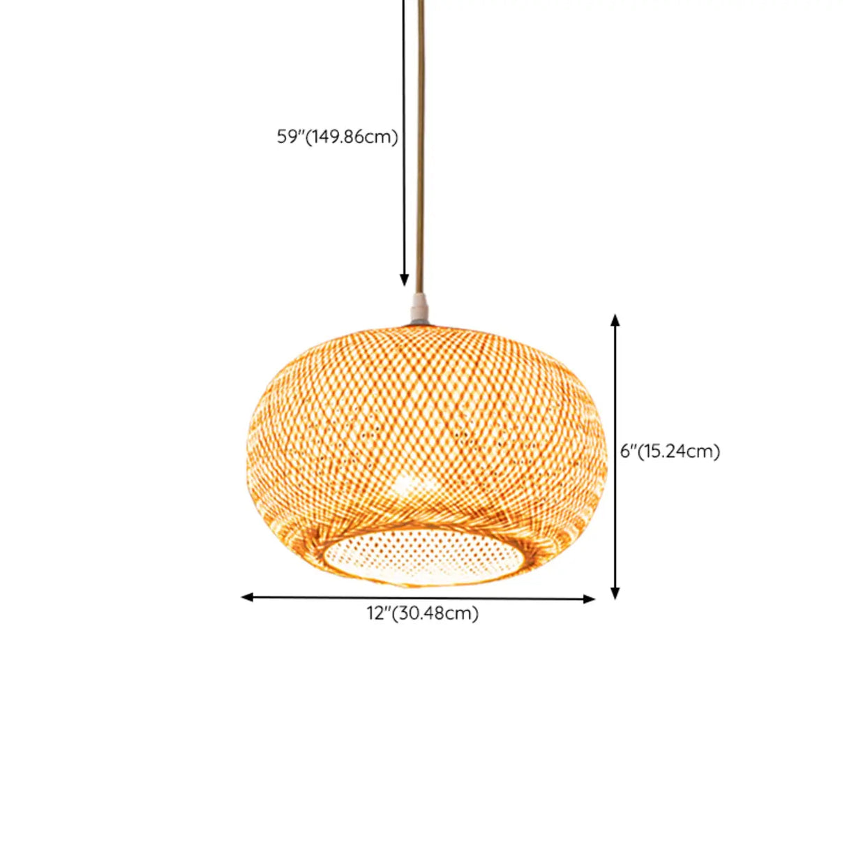 Woven Bamboo Pendant Light Adjustable Height Image - 19