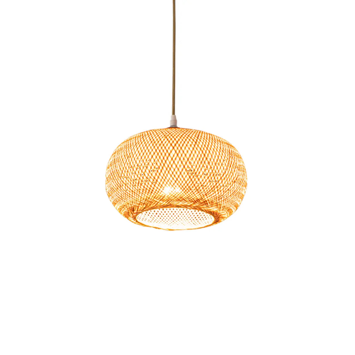 Woven Bamboo Pendant Light Adjustable Height Image - 2