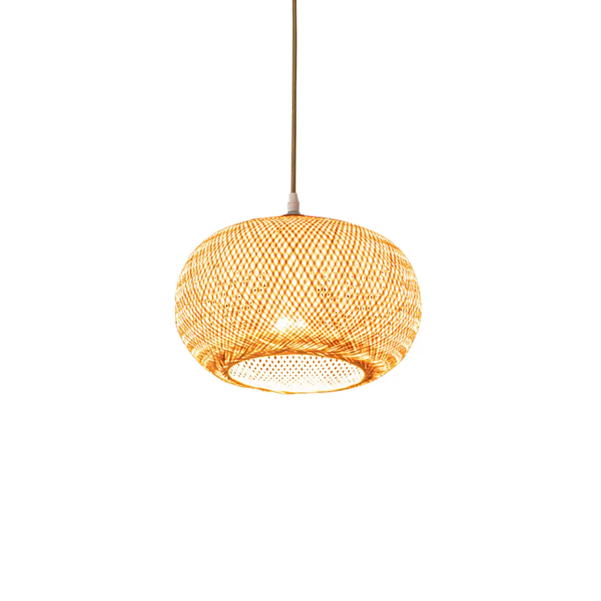 Woven Bamboo Pendant Light Adjustable Height Image - 4