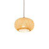 Woven Bamboo Pendant Light Adjustable Height Image - 4