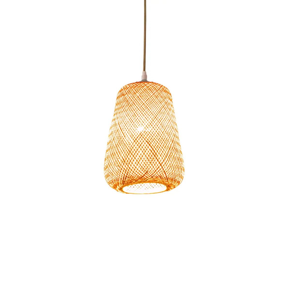 Woven Bamboo Pendant Light Adjustable Height Image - 5