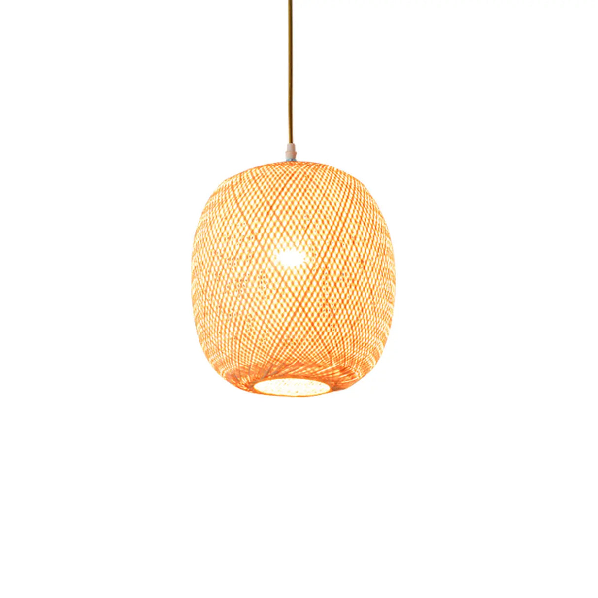 Woven Bamboo Pendant Light Adjustable Height Image - 8