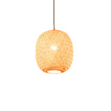 Woven Bamboo Pendant Light Adjustable Height Image - 8