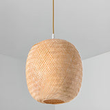 Woven Bamboo Pendant Light Adjustable Height Image - 10