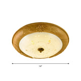 Yellow-Brown Floral Dome Glass LED Flush Mount Light #size