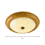 Yellow-Brown Floral Dome Glass LED Flush Mount Light Image - 5