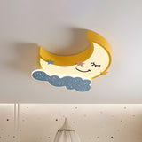 Yellow Cartoon Moon Cloud LED Flush Mount Ceiling Light Image - 1