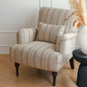 Yellow Cotton Linen Striped Accent Chair with Ottoman Image - 20