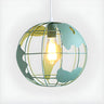 Yellow Dining Room World Map Globe Cage Metal Pendant Light Image - 11