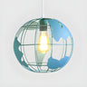 Yellow Dining Room World Map Globe Cage Metal Pendant Light Image - 12