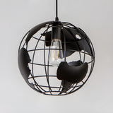 Yellow Dining Room World Map Globe Cage Metal Pendant Light Image - 8