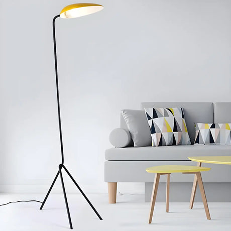 Yellow Dome Minimalist Tripod Metal LED Floor Lamp Image - 1