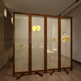 Yellow Floral Double Sided Print Translucent Room Divider Image - 10