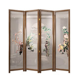 Yellow Floral Double Sided Print Translucent Room Divider Image - 2