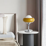 Yellow Glass Bowl Shade Table Lamp with Rocker Switch Image - 4