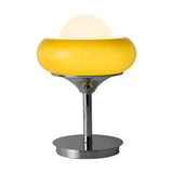 Yellow Glass Bowl Shade Table Lamp with Rocker Switch Image - 5