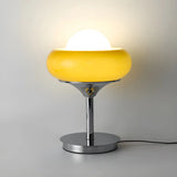 Yellow Glass Bowl Shade Table Lamp with Rocker Switch Image - 7