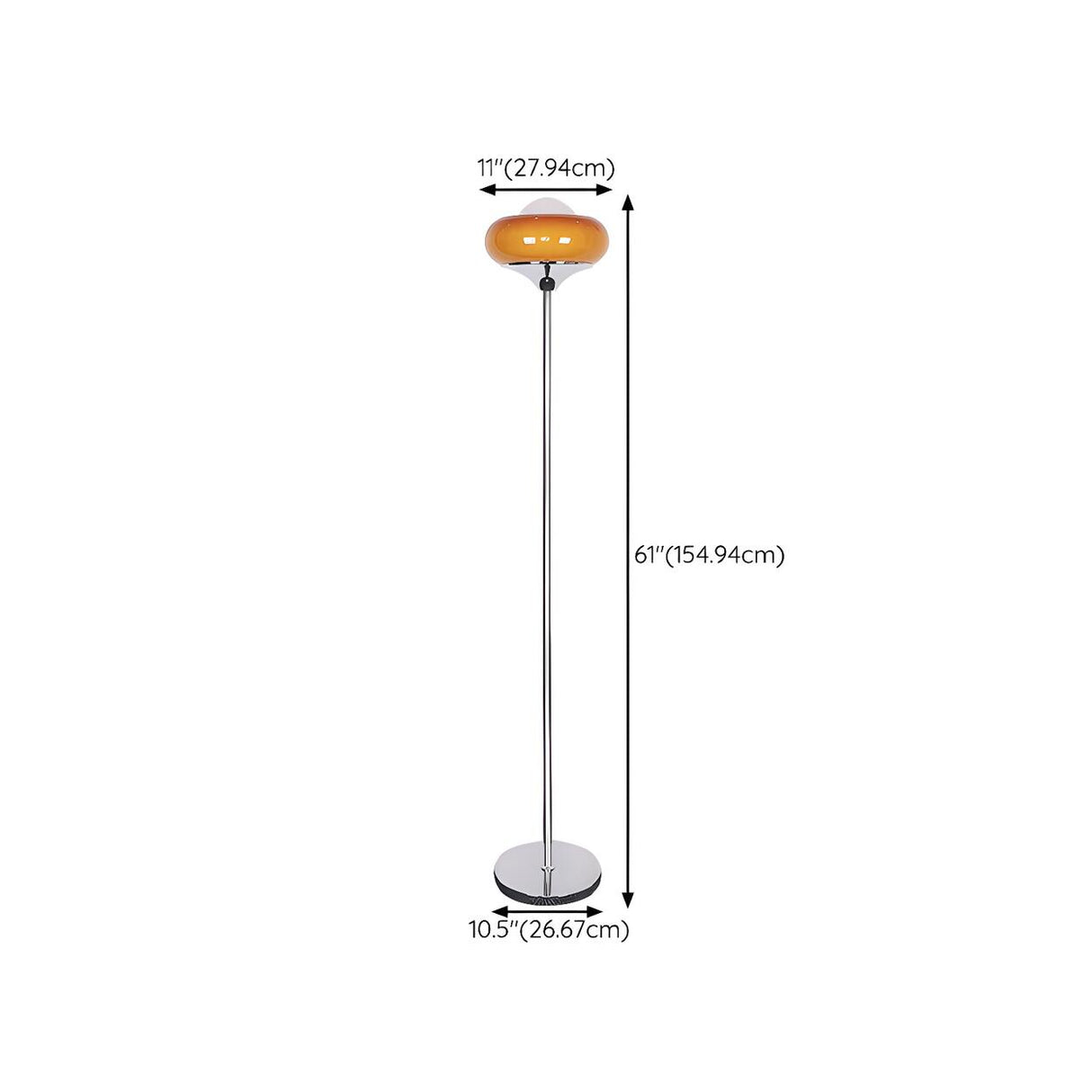 Yellow Glass Round Modern Chrome LED Floor Lamp 