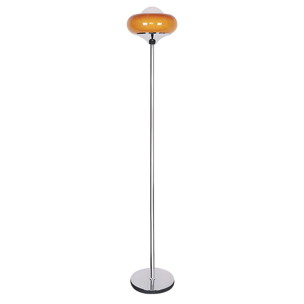 Yellow Glass Round Modern Chrome LED Floor Lamp Image - 5