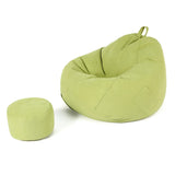 Yellow Large Oval Cotton Blend Removable Bean Bag Chair Image - 10