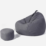 Yellow Large Oval Cotton Blend Removable Bean Bag Chair Image - 18