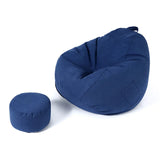 Yellow Large Oval Cotton Blend Removable Bean Bag Chair Image - 8