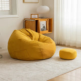 Yellow Large Round Cotton Bean Bag Chair with Storage Image - 1