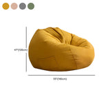 Yellow Large Round Cotton Bean Bag Chair with Storage #size