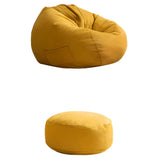 Yellow Large Round Cotton Bean Bag Chair with Storage Image - 5