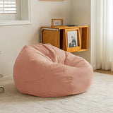 Yellow Large Round Cotton Bean Bag Chair with Storage Image - 9