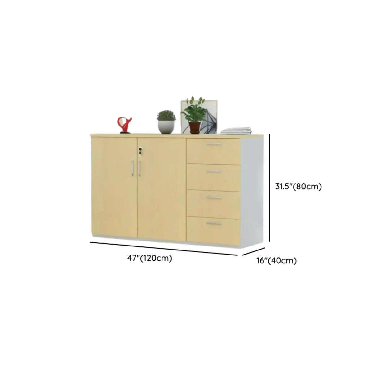 Yellow Lateral Wood Medium Lockable Filing Cabinet Image - 10