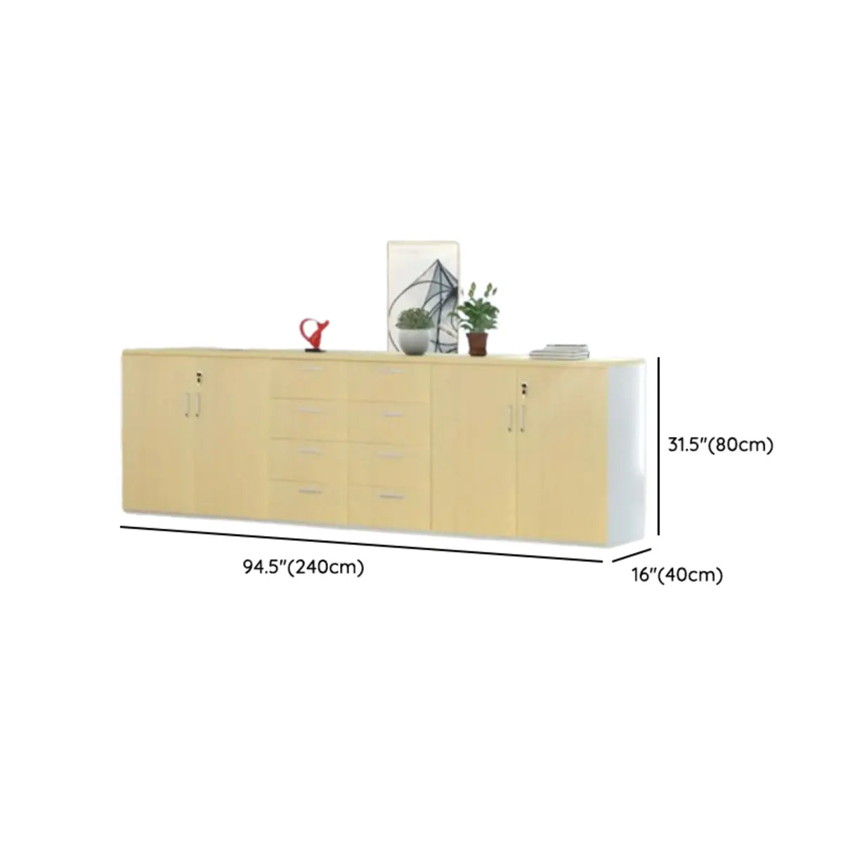 Yellow Lateral Wood Medium Lockable Filing Cabinet Image - 12