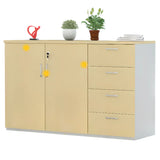 Yellow Lateral Wood Medium Lockable Filing Cabinet Image - 8