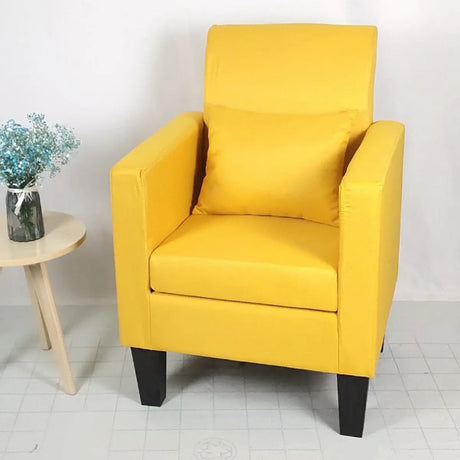 Yellow Linen Square Arm Removable Cushions Arm Chair Image - 1