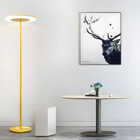 Yellow Macaron Style Acrylic Disc LED Floor Lamp Image - 2