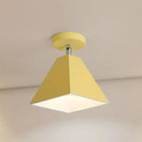 Yellow Pyramid Frustum Iron Semi-Flush Mount Light Image - 1