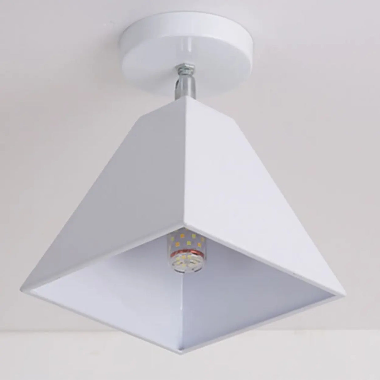 Yellow Pyramid Frustum Iron Semi-Flush Mount Light Image - 12