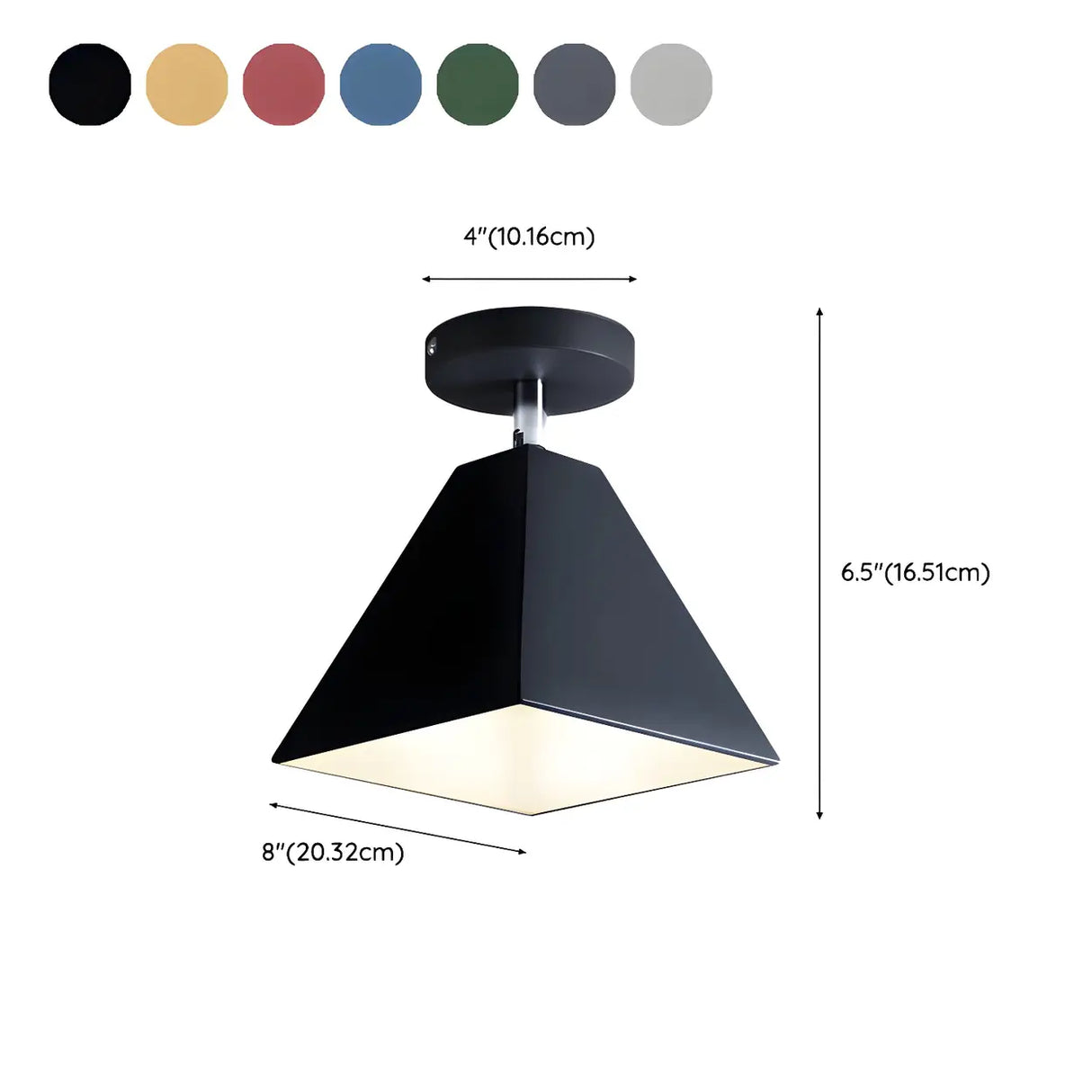 Yellow Pyramid Frustum Iron Semi-Flush Mount Light 