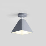 Yellow Pyramid Frustum Iron Semi-Flush Mount Light Image - 3