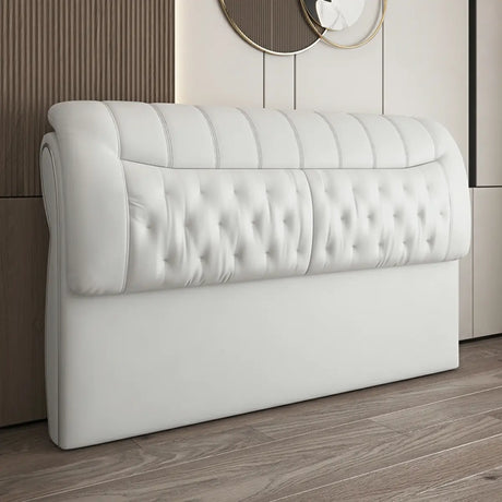 Yellow Rectangle Upholstered Sleigh Headboard with Legs Image - 2