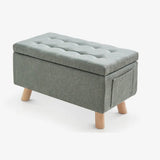 Yellow Rectangular Cotton Medium Tufted Storage Ottoman Image - 10