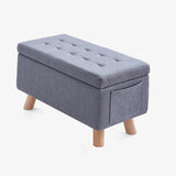 Yellow Rectangular Cotton Medium Tufted Storage Ottoman Image - 11